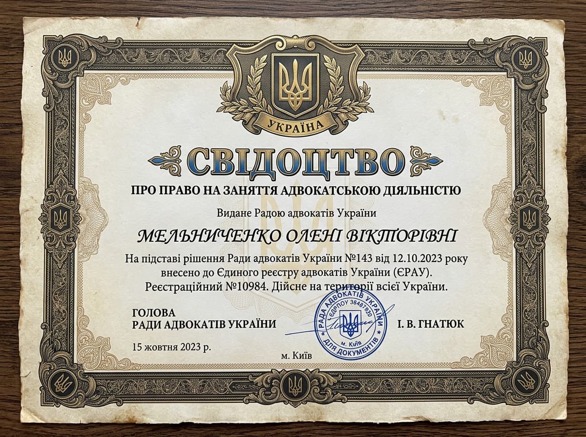 Свідоцтво — Ткаченко Роман Ігорович